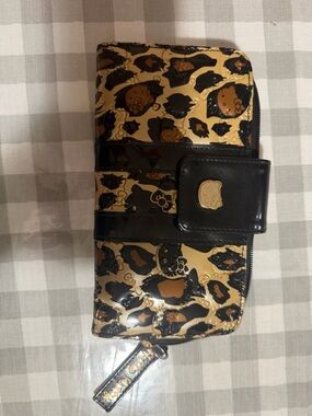 Loungefly Black and Tan Leopard Hello Kitty Zip Around Wallet